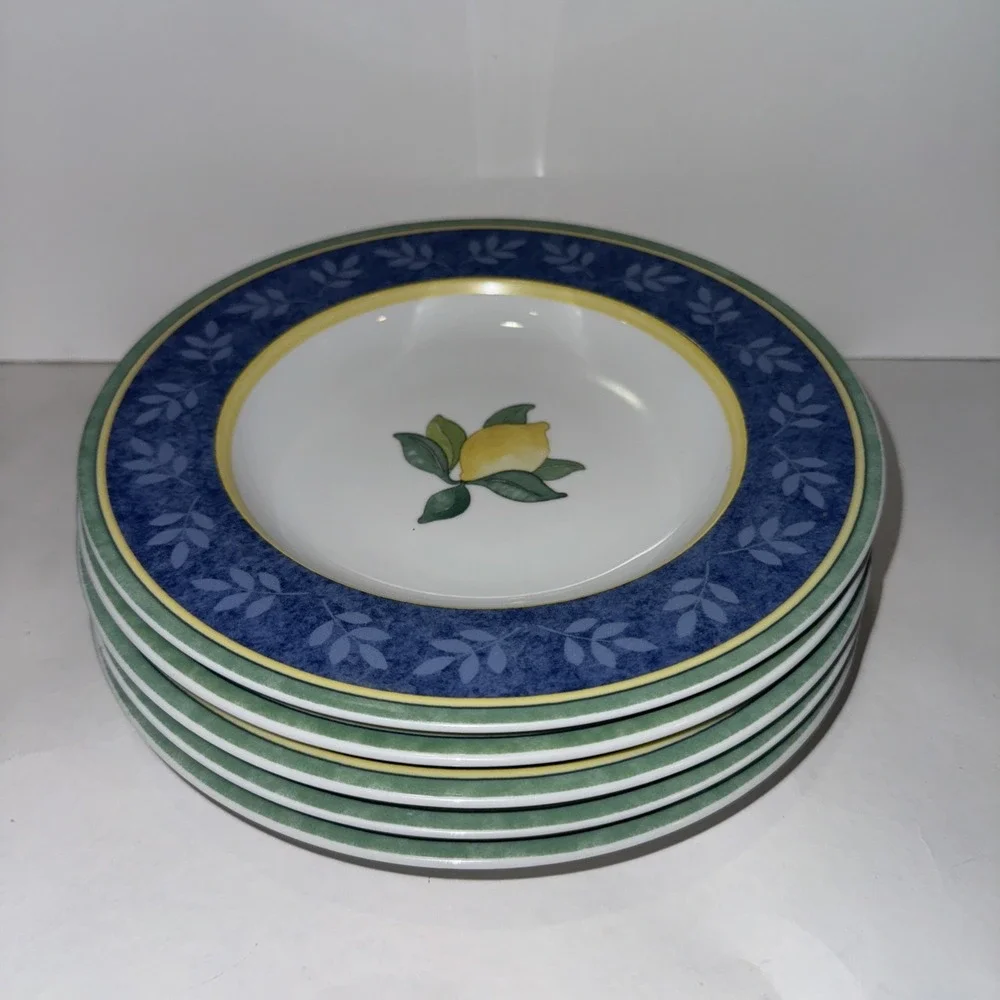 Villeroy &‎ Boch Lot Of 5 Switch 3 Corfu Large Rim Soup Bowls Lemon 9